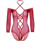 LEG AVENUE - CROSSLESS BODYSUIT WITH RED SHINY