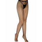 LEG AVENUE - BLACK CROTCHLESS FISHNET STOCKINGS
