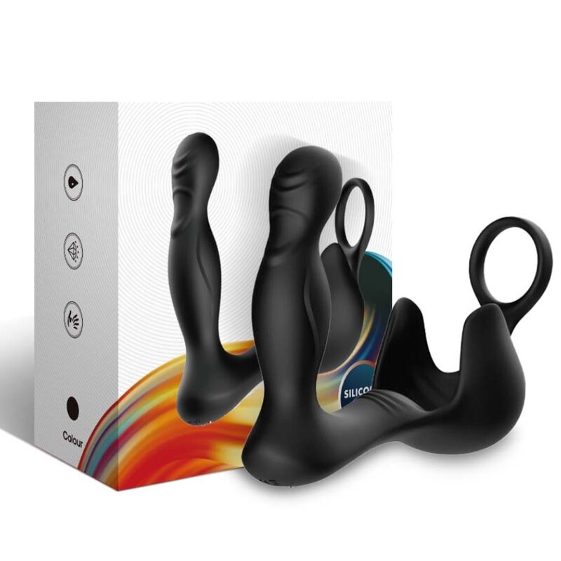 ARMONY - VIBRATEUR ANAL À ENVELOPPE ET STIMULATEUR TESTICULAIRE AVEC ANNEAU DE TÉLÉCOMMANDE NOIR