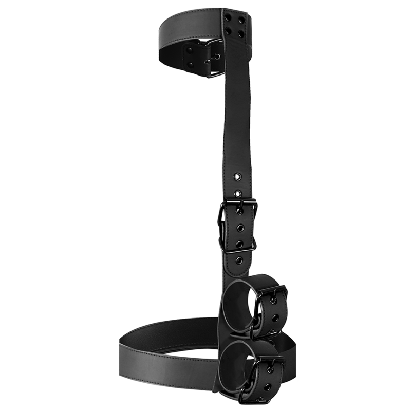 FETISH SUBMISSIVE BONDAGE - BODY RESTRAINT SET WITH COLLAR AND CUFFS