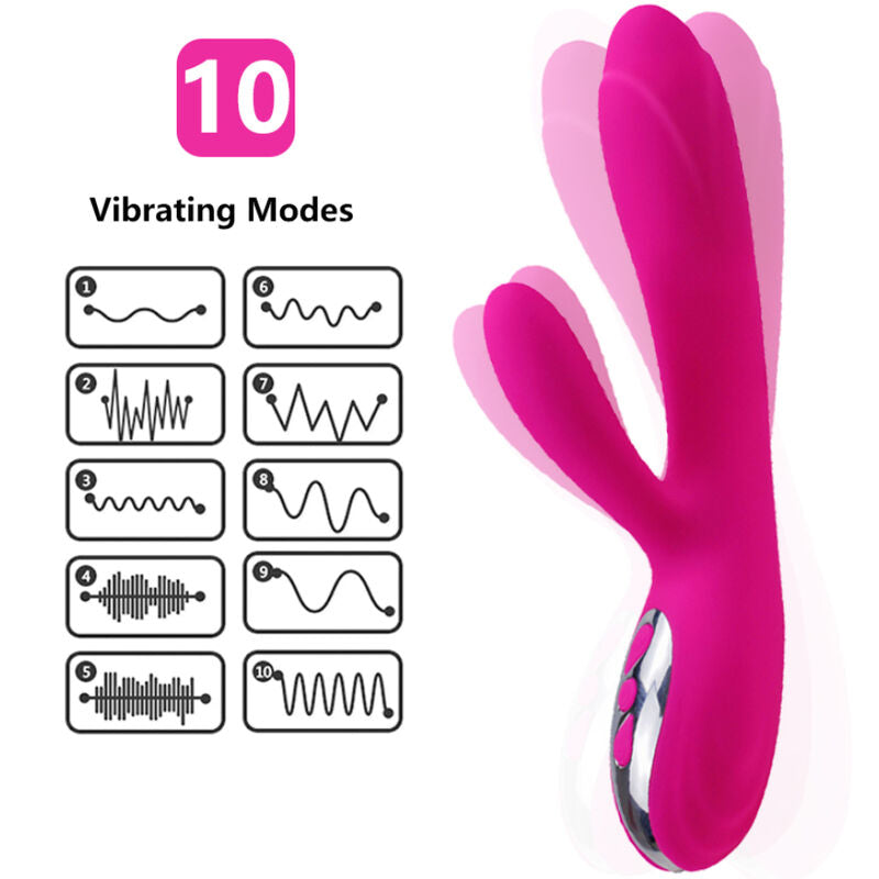 ARMONY - VIBRATEUR ET STIMULATEUR FLEXIBLE À EFFET CHAUD, FUCHSIA