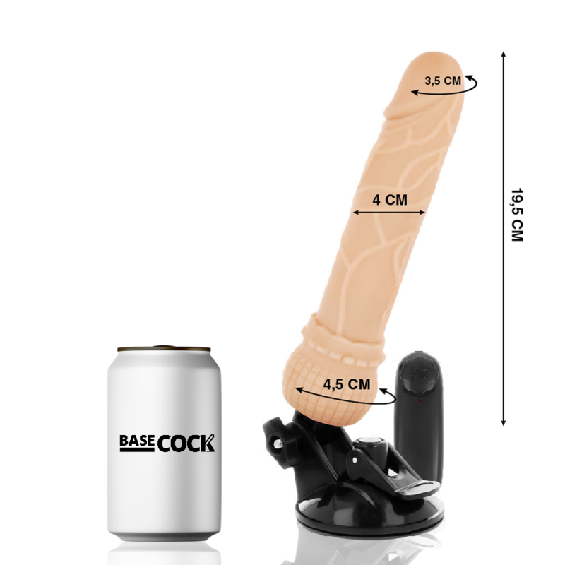 BASECOCK - REALISTIC NATURAL REMOTE CONTROL VIBRATOR 19.5 CM -O- 4 CM