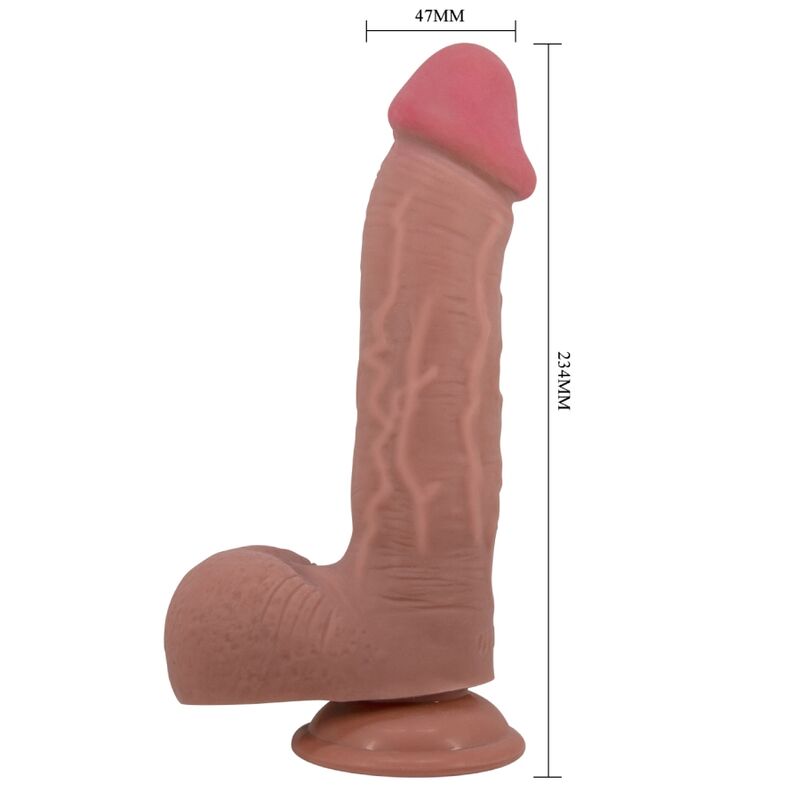 PRETTY LOVE - REALISTIC SLIDING SKIN SERIES DILDO WITH SLIDING SKIN SUCTION CUP BROWN 23.4 CM