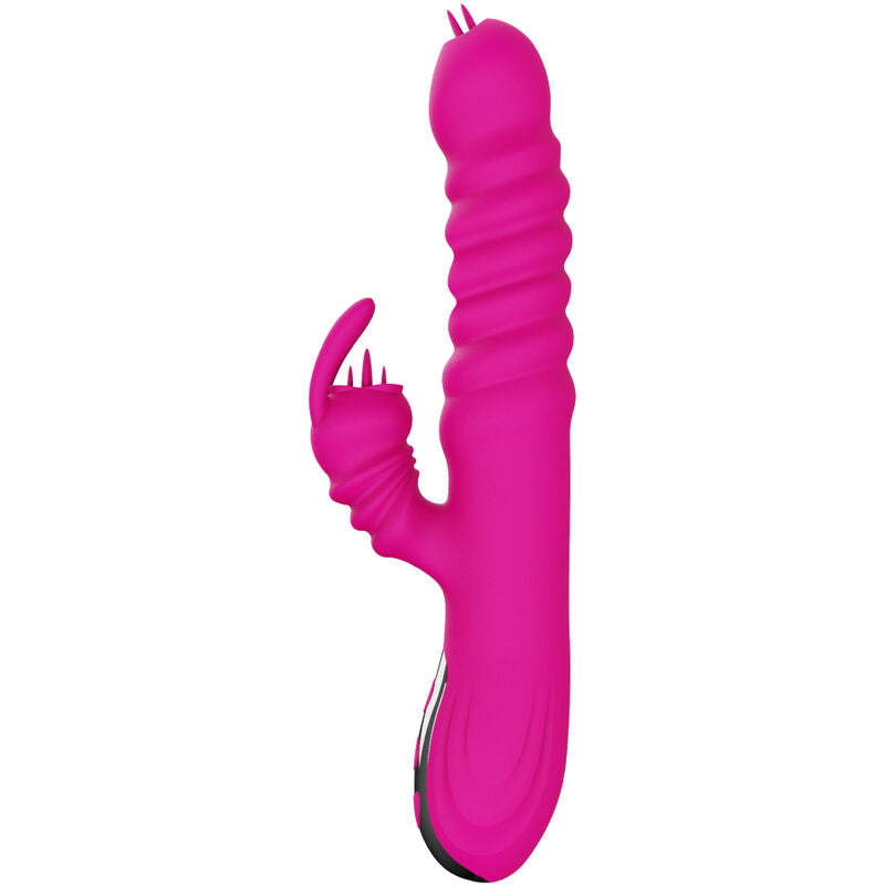 ARMONY - VIBRATEUR MULTIFONCTIONNEL À DOUBLE LANGUE EN FORME DE LAPIN AVEC EFFET CHAUFFANT (FUCHSIA)