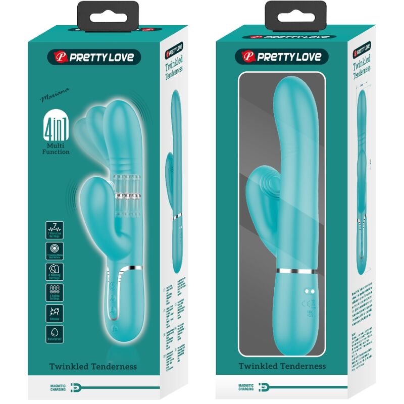 PRETTY LOVE - VIBRATEUR POINT G MULTIFONCTIONNEL, VERT AQUA