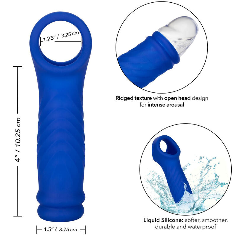 CALEXOTICS - PROTECTION PÉNALE ADMIRAL WAVE EN SILICONE LIQUIDE BLEU