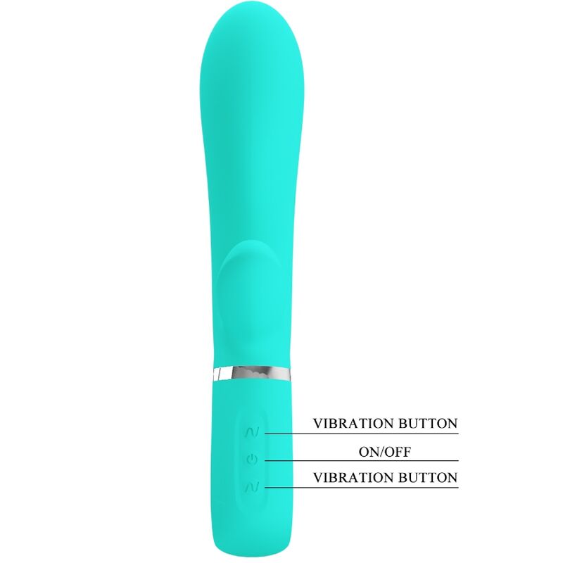 PRETTY LOVE - VIBRATEUR MULTIFONCTIONNEL POINT G THOMAS, VERT AQUA