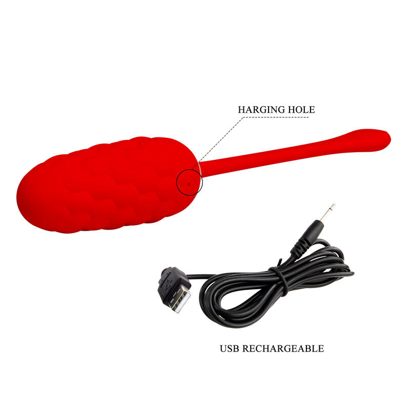 JOLI AMOUR - ŒUF VIBRANT RECHARGEABLE ROUGE À TEXTURE MARINE