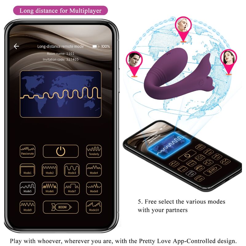 JRETTY LOVE - APPLICATION JAYLEEN VIBRATEUR TÉLÉCOMMANDÉ VIOLETTE