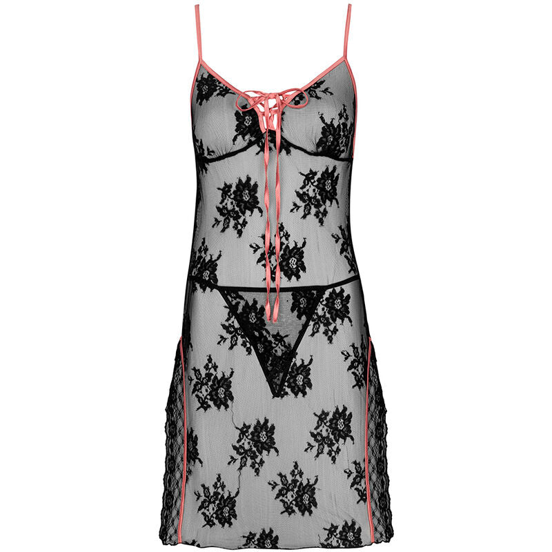 LIVCO CORSETTI FASHION - KARONIN LC 90628 CHEMISE + CULOTTE NOIRE L/XL