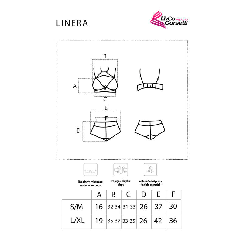 LIVCO CORSETTI FASHION - LINERA FOR THE SENSES COLLECTION BRA + BLACK PANTY