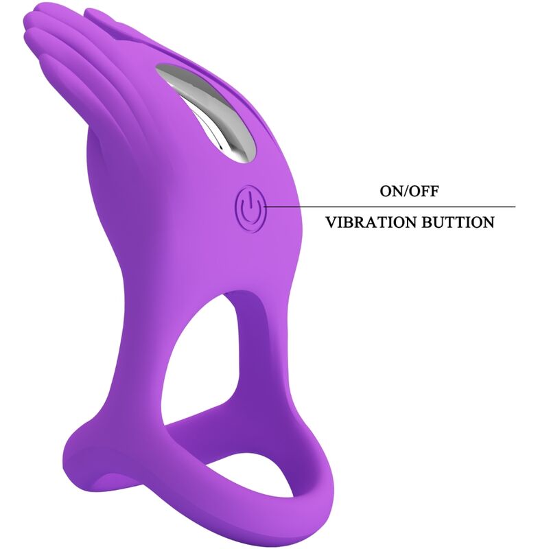 PRETTY LOVE - ANNEAU PÉNIS VIBRANT SILAS 7 VIBRATIONS EN SILICONE VIOLETTE