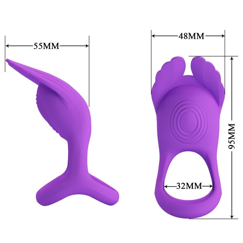 PRETTY LOVE - ANNEAU PÉNIS VIBRANT SILAS 7 VIBRATIONS EN SILICONE VIOLETTE