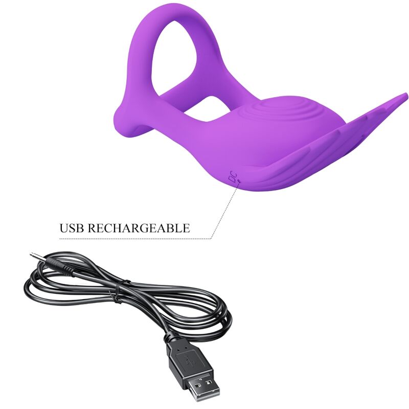 PRETTY LOVE - ANNEAU PÉNIS VIBRANT SILAS 7 VIBRATIONS EN SILICONE VIOLETTE
