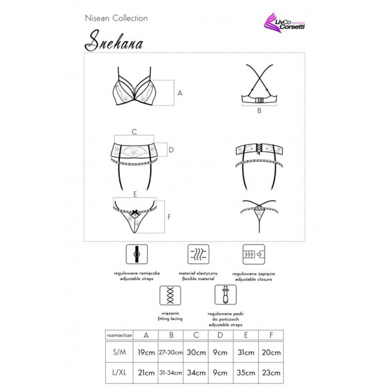 LIVCO CORSETTI FASHION - SNEHANA LC 90443 SOUTIEN-GORGE + SOUTIEN-GORGE + CULOTTE NOIRE L/XL