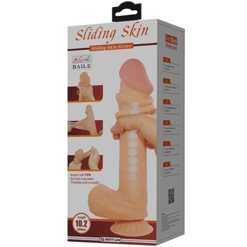 PRETTY LOVE - REALISTIC SLIDING SKIN SERIES DILDO WITH SLIDING SUCTION CUP OF THE SKIN FLESH 26 CM