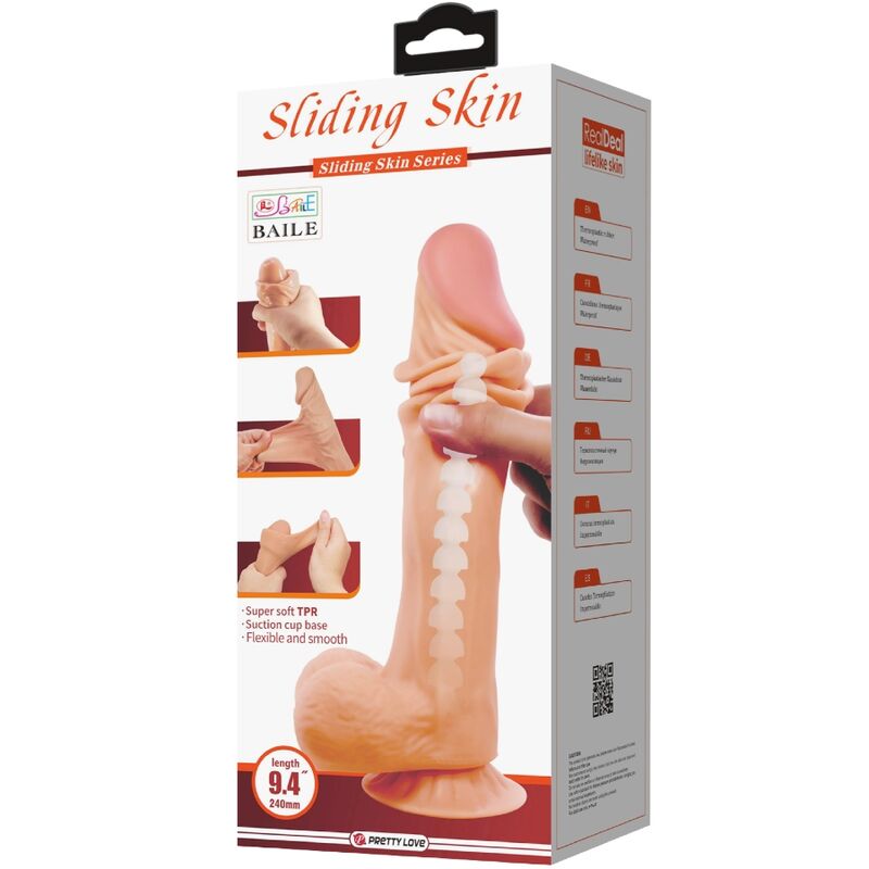 PRETTY LOVE - REALISTIC SLIDING SKIN SERIES DILDO WITH SLIDING SKIN SUCTION CUP 24 CM