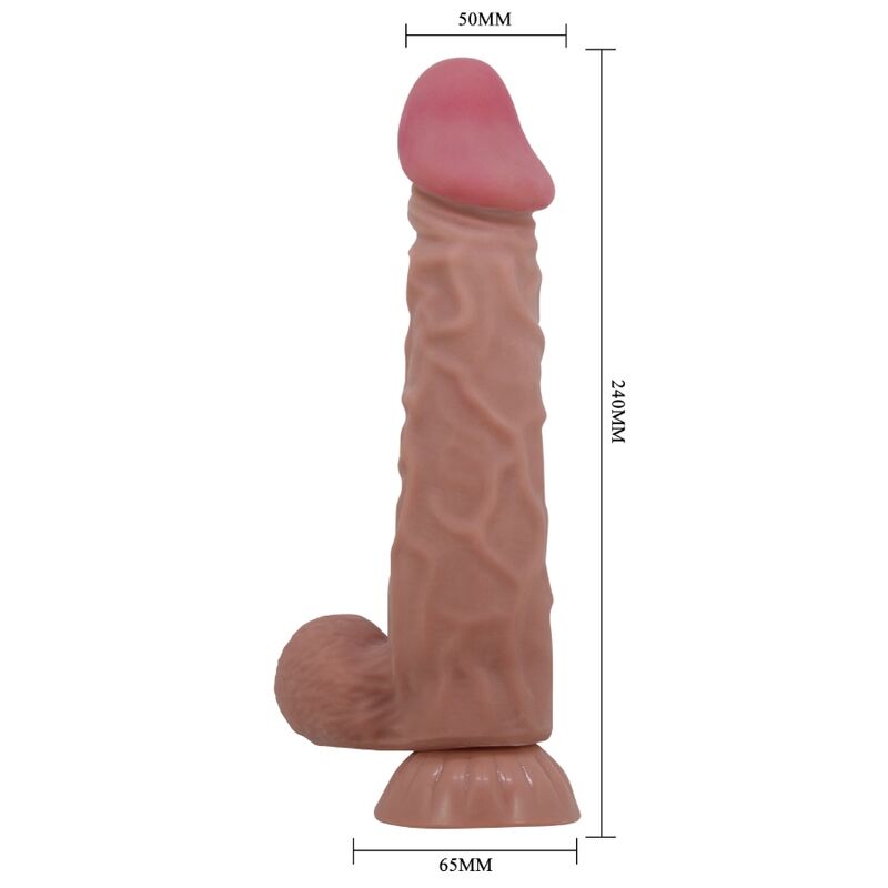 PRETTY LOVE - REALISTIC SLIDING SKIN SERIES DILDO WITH SLIDING SKIN SUCTION CUP BROWN 24 CM