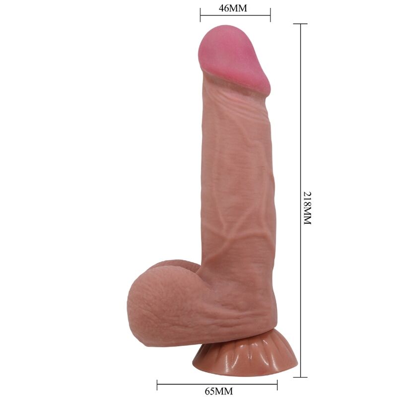 PRETTY LOVE - REALISTIC SLIDING SKIN SERIES DILDO WITH SLIDING SUCTION CUP IN BROWN LEATHER 21.8 CM