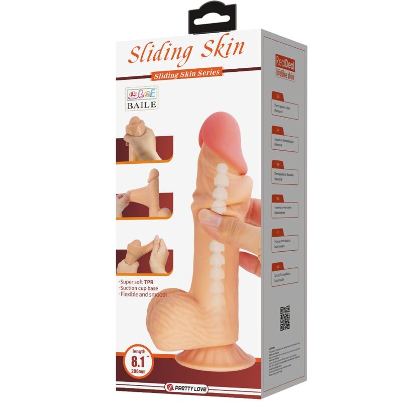 PRETTY LOVE - REALISTIC SLIDING SKIN SERIES DILDO WITH SLIDING SKIN SUCTION CUP 20.6 CM