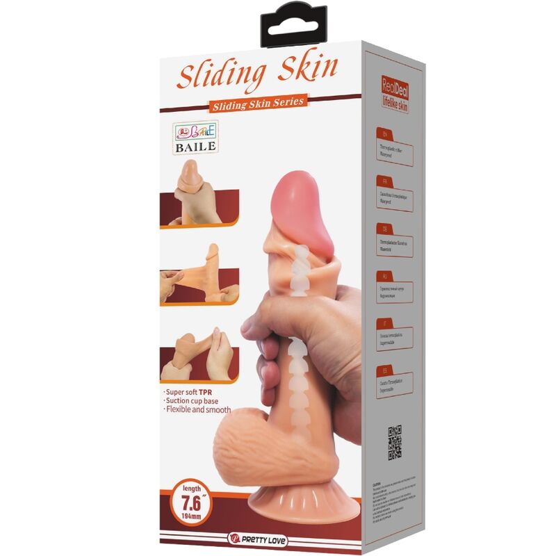 PRETTY LOVE - REALISTIC SLIDING SKIN SERIES DILDO WITH SLIDING SKIN SUCTION CUP 19.4 CM