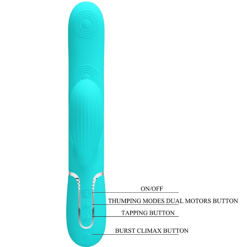 PRETTY LOVE - PERLITA VIBRATEUR POINT G MULTIFONCTIONNEL 3 EN 1, VERT AQUA