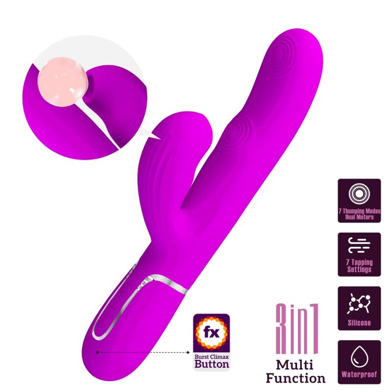 PRETTY LOVE - PERLITA VIBRATEUR POINT G MULTIFONCTIONNEL 3 EN 1 (VIOLET)