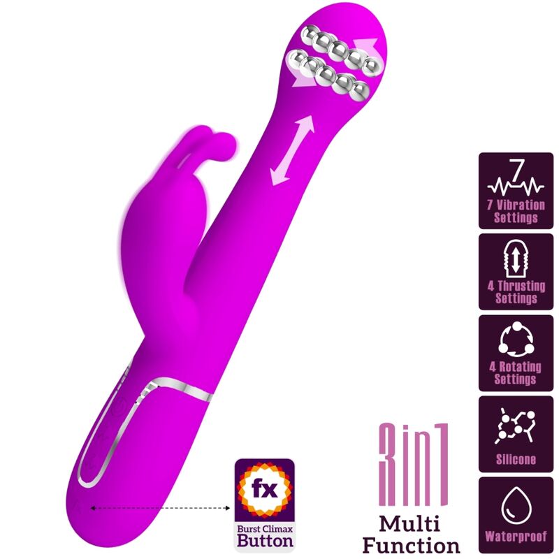 PRETTY LOVE - DEJON RABBIT 3-IN-1 MULTIFUNCTIONAL VIBRATOR (PURPLE)