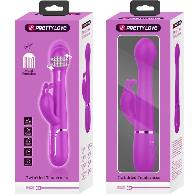 PRETTY LOVE - DEJON RABBIT 3-IN-1 MULTIFUNCTIONAL VIBRATOR (PURPLE)