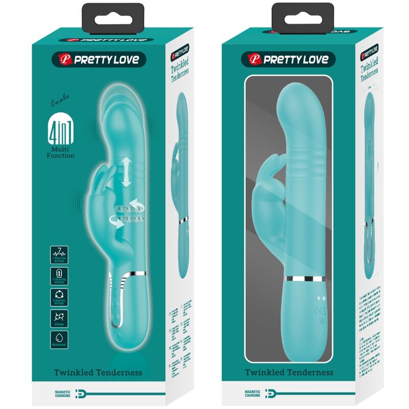 JOLI AMOUR - VIBRATEUR LAPIN COALE PERLES VERT AQUA