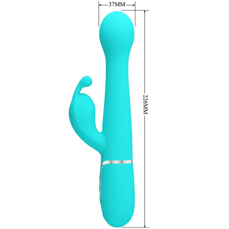 PRETTY LOVE - DEJON RABBIT 3-IN-1 MULTIFUNCTIONAL VIBRATOR, AQUA GREEN