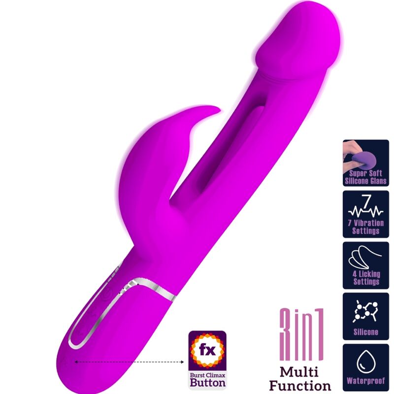 PRETTY LOVE - DEJON RABBIT 3-IN-1 MULTIFUNCTIONAL VIBRATOR, FUCHSIA