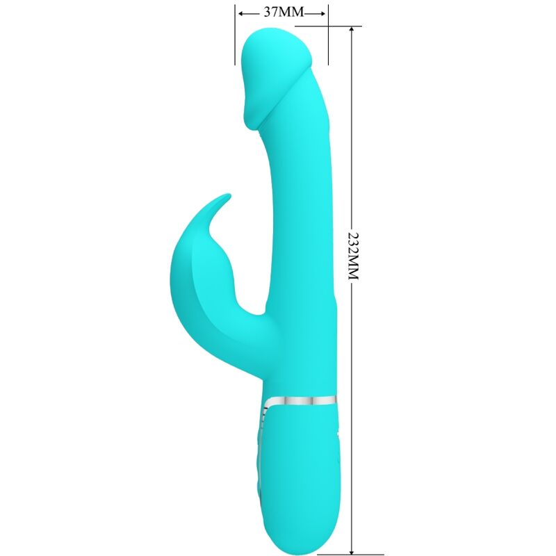 PRETTY LOVE - DEJON RABBIT 3-IN-1 MULTIFUNCTIONAL VIBRATOR, AQUA GREEN