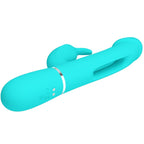 PRETTY LOVE - DEJON RABBIT 3-IN-1 MULTIFUNCTIONAL VIBRATOR, AQUA GREEN