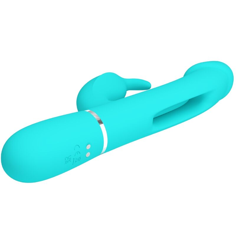 PRETTY LOVE - DEJON RABBIT 3-IN-1 MULTIFUNCTIONAL VIBRATOR, AQUA GREEN