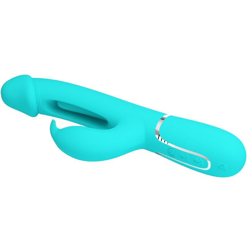 PRETTY LOVE - DEJON RABBIT 3-IN-1 MULTIFUNCTIONAL VIBRATOR, AQUA GREEN