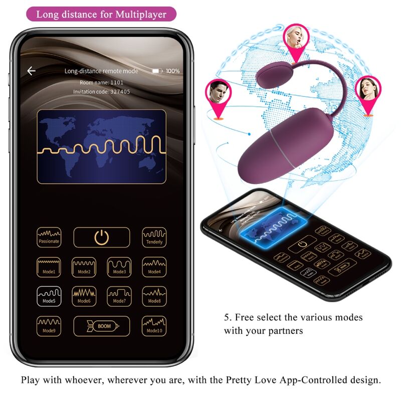 JOLIE AMOUR - NYMPH ŒUF VIBRANT CONTRÔLÉ PAR APPLICATION LILA