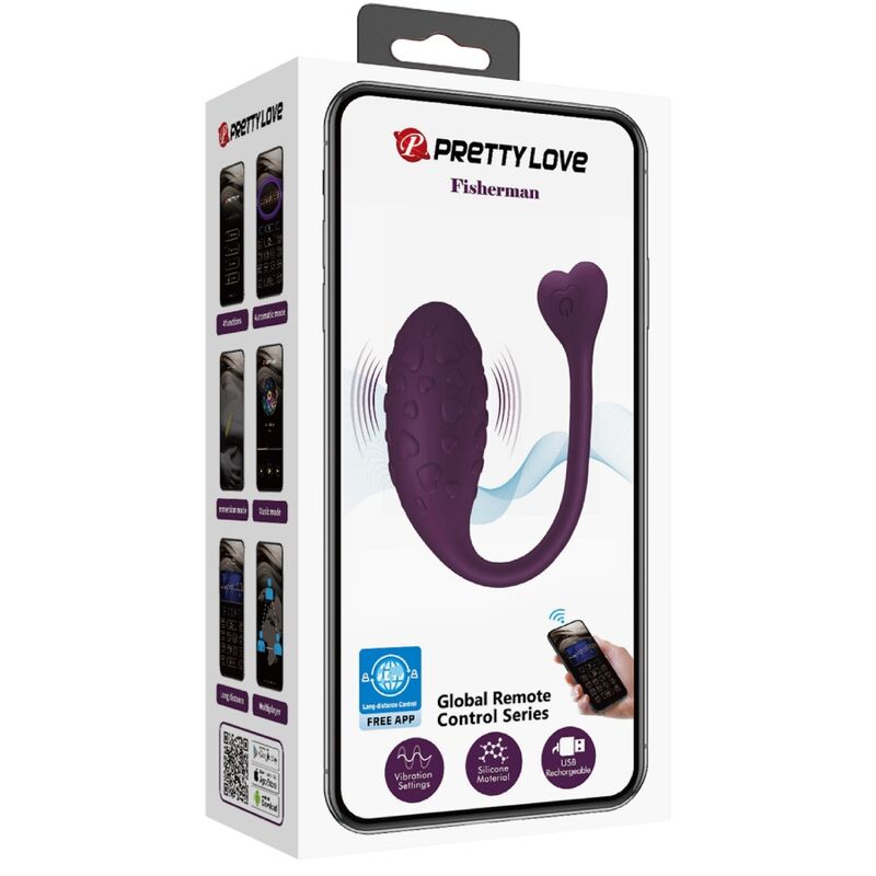 PRETTY LOVE - FISHERMAN APP-CONTROLLED VIBRATING EGG (PURPLE)