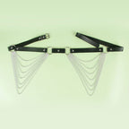 SUBBLIME - CINTURA CON CATENA IN PELLE NERA TAGLIA UNICA