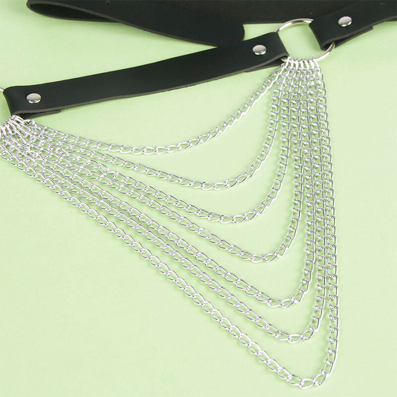 SUBBLIME - BLACK LEATHER CHAIN ​​BELT ONE SIZE FITS ALL