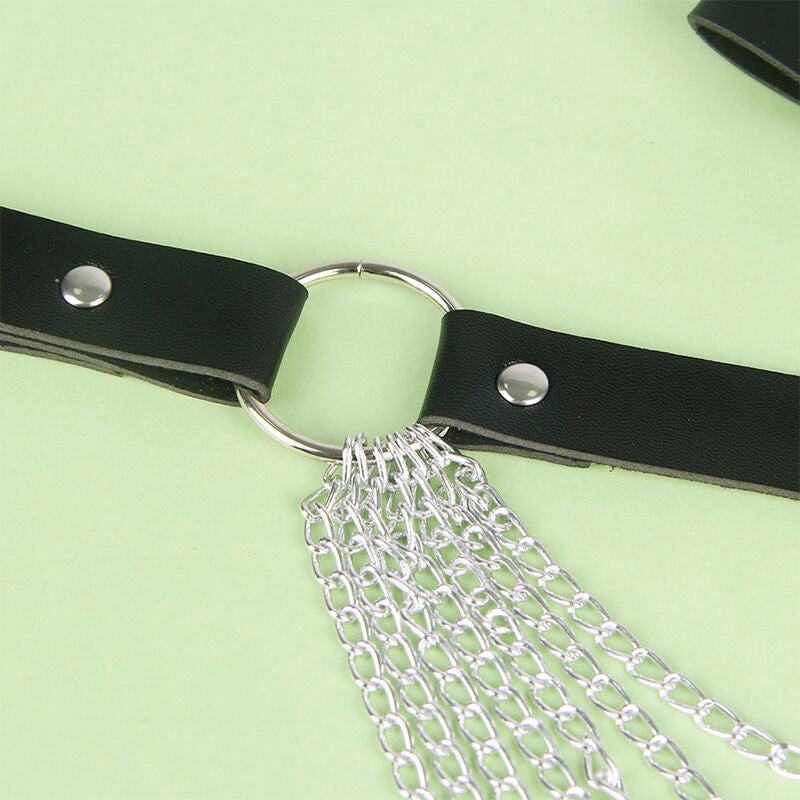 SUBBLIME - BLACK LEATHER CHAIN ​​BELT ONE SIZE FITS ALL
