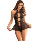 SUBBLIME - TEDDY HALTER NECK BACKLESS BLACK LACE S/M