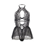 SUBBLIME - TEDDY HALTER NECK BACKLESS BLACK LACE S/M