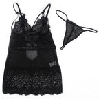 SUBBLIME - BABYDOLL WITH ADJUSTABLE STRAPS IN BLACK LACE S/M