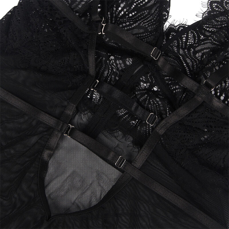 SUBBLIME - BABYDOLL WITH ADJUSTABLE STRAPS IN BLACK LACE S/M