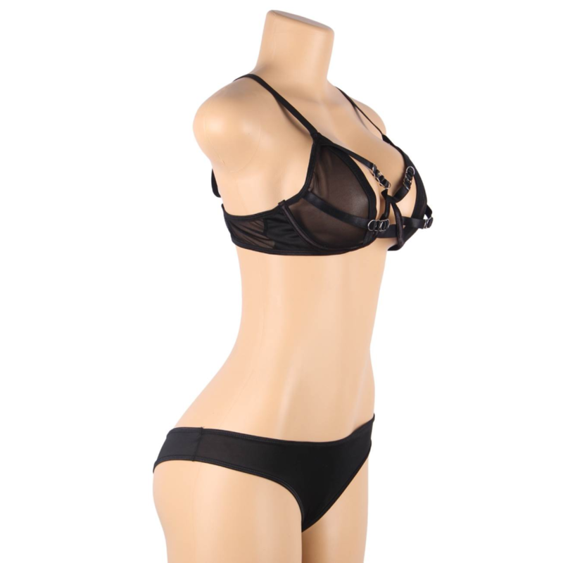 SUBBLIME - TWO-PIECE SET OF SHEER BRA AND STRIPES S/M