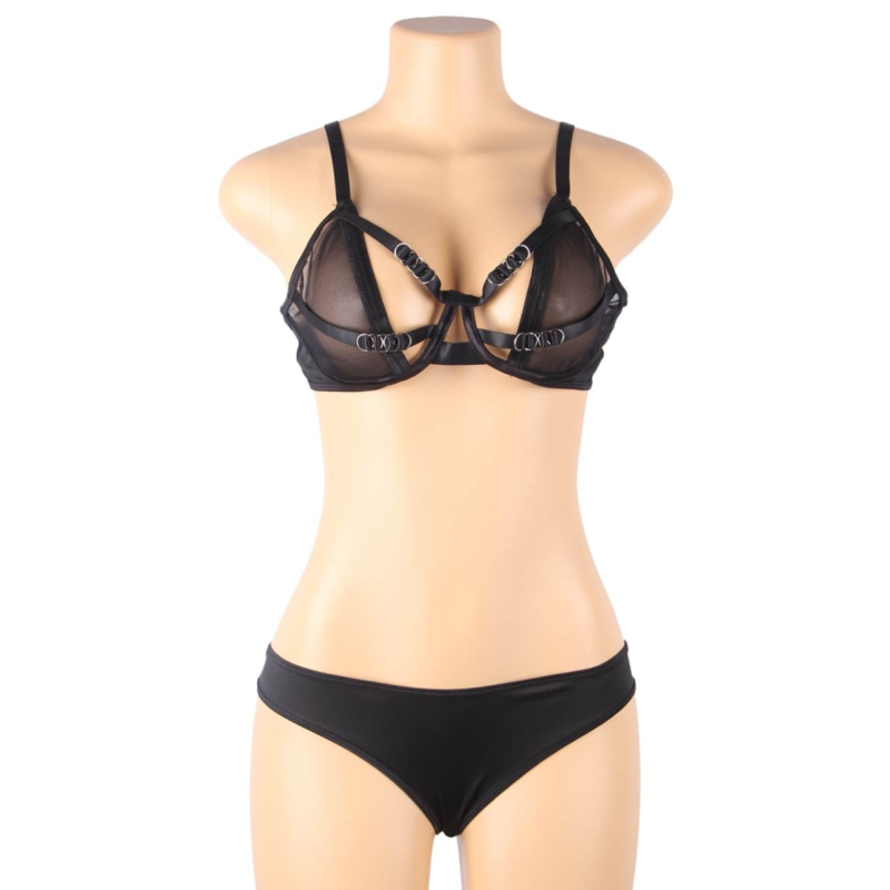 SUBBLIME - TWO-PIECE SET OF SHEER BRA AND STRIPES S/M