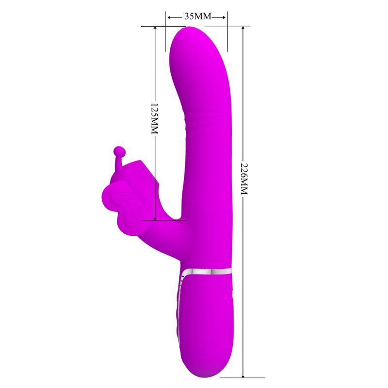 PRETTY LOVE - 4-IN-1 MULTIFUNCTIONAL RABBIT VIBRATOR, FUCHSIA BUTTERFLY
