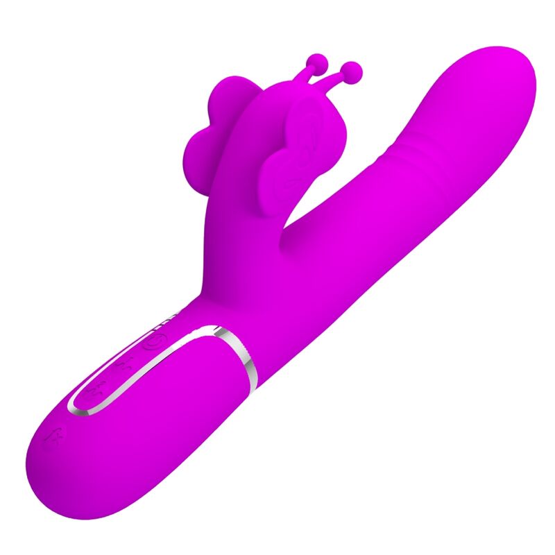 PRETTY LOVE - 4-IN-1 MULTIFUNCTIONAL RABBIT VIBRATOR, FUCHSIA BUTTERFLY