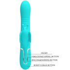 PRETTY LOVE - 4-IN-1 MULTIFUNCTIONAL RABBIT VIBRATOR, AQUA GREEN BUTTERFLY